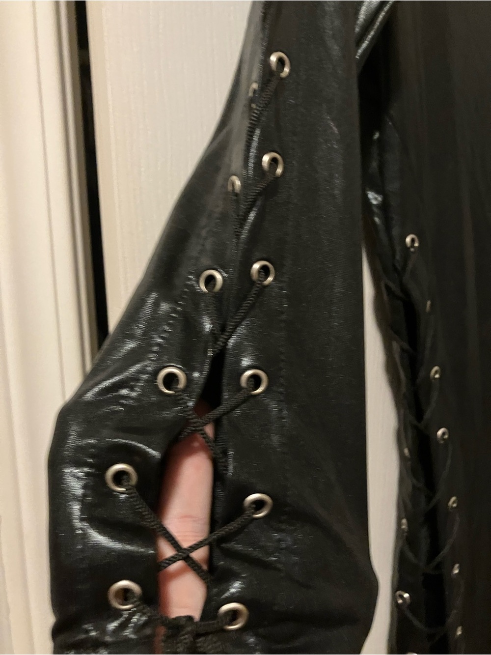 Frederick's of Hollywood Black Lace-Up Faux Leather bodysuit - Picture 3 of 6